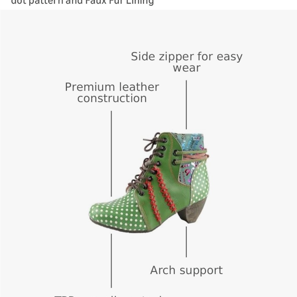 Green Colorful Polka Dot Ankle Boots - Picture 3 of 4